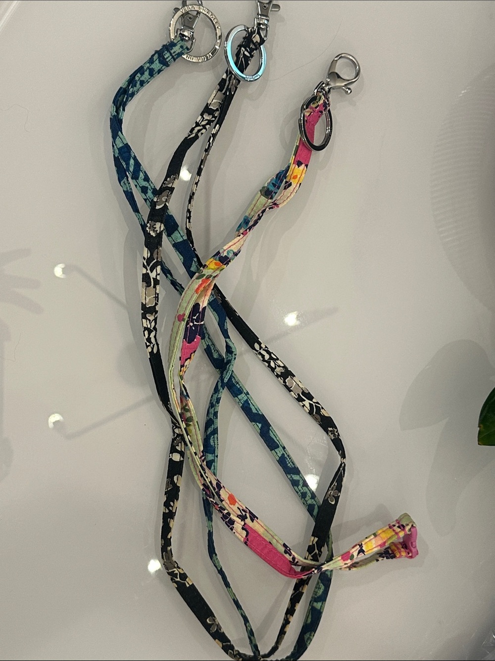 Vera Bradley Lanyards three multicolor black pink blue breakaway used set